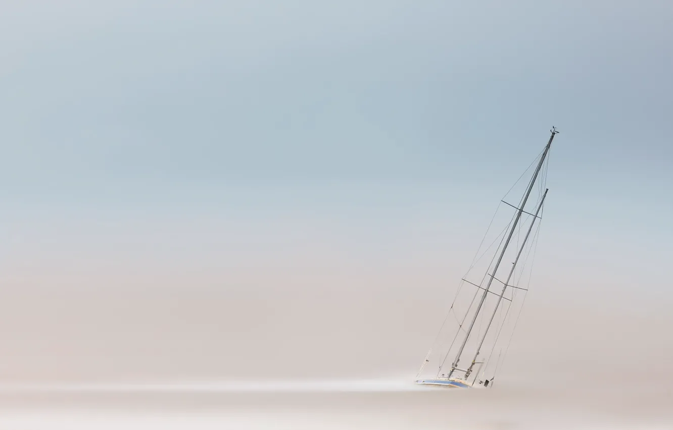 Photo wallpaper Clouds, Yacht, Sea, Boat, Estuary