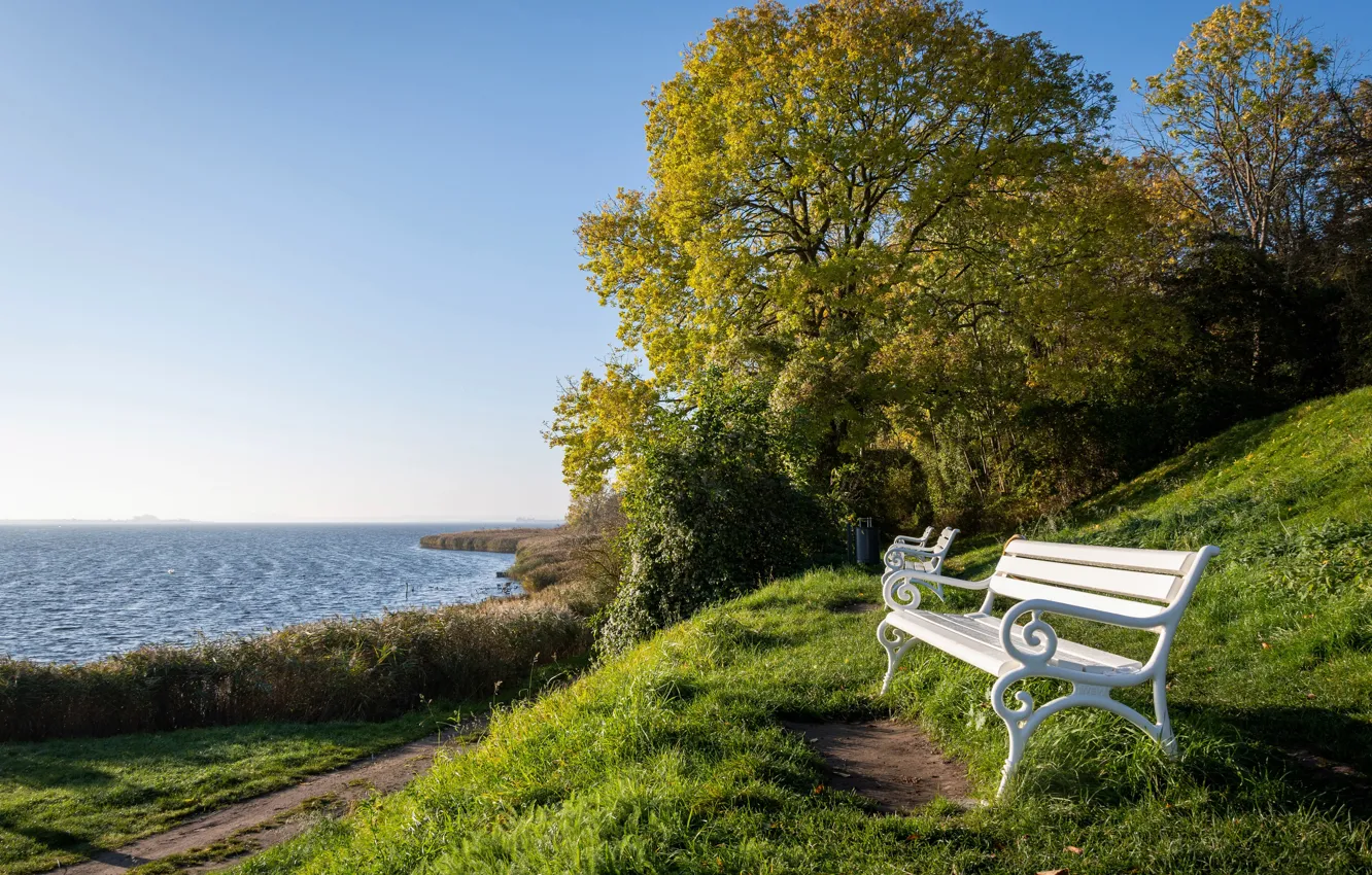 Photo wallpaper bench, coast, Germany