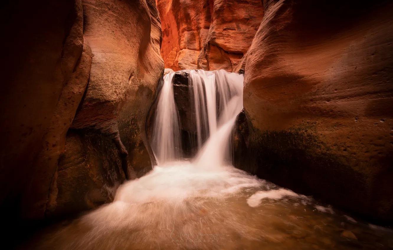 Photo wallpaper stones, rocks, waterfall, stream, canyons