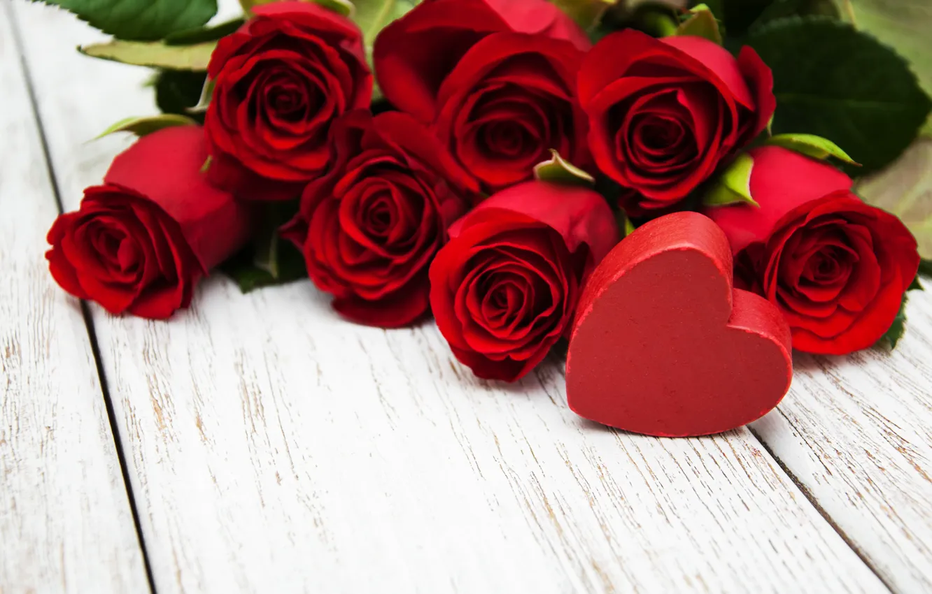 Photo wallpaper love, red, heart, roses, red, love, heart, romantic