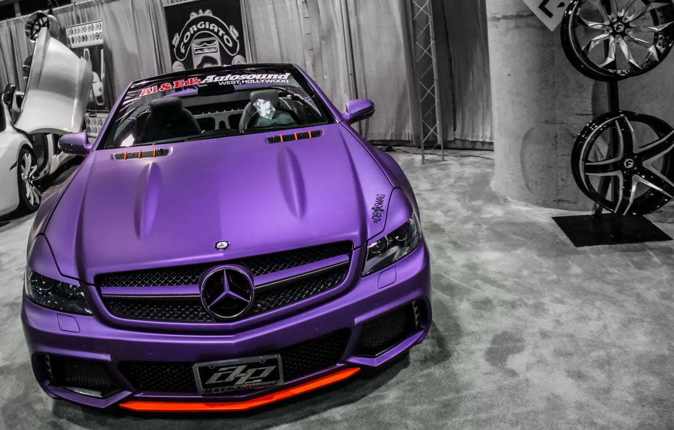 Photo wallpaper purple, tuning, Mercedes, Benz, convertible, drives, SL65