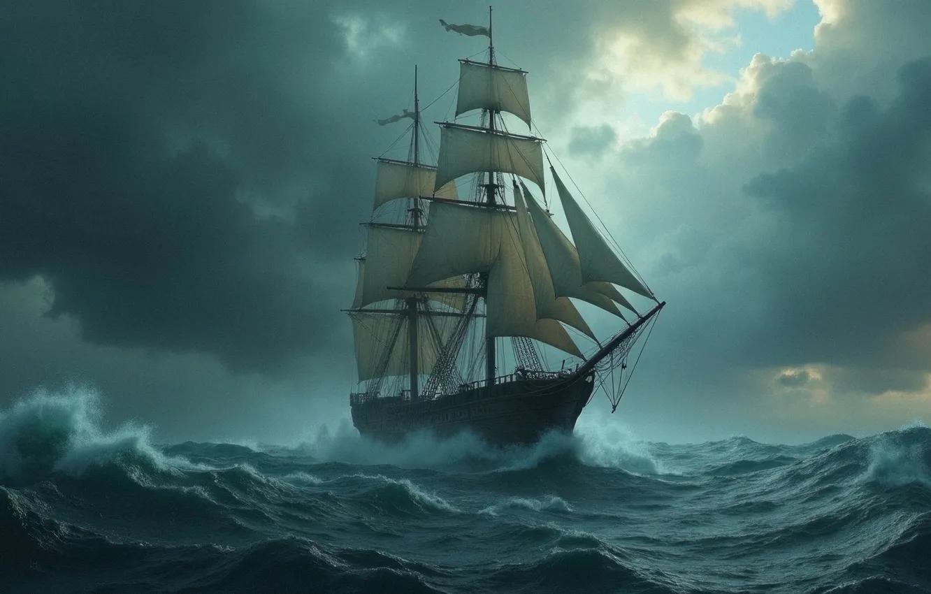 Photo wallpaper sea, sailboat, sail, neural network