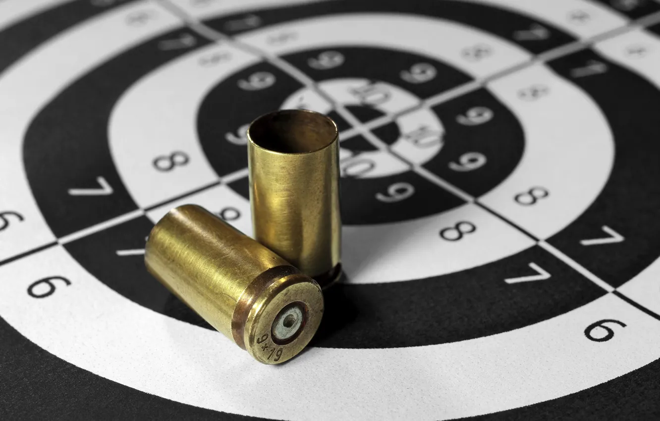 Photo wallpaper colors, bullets, white, black, target, casings