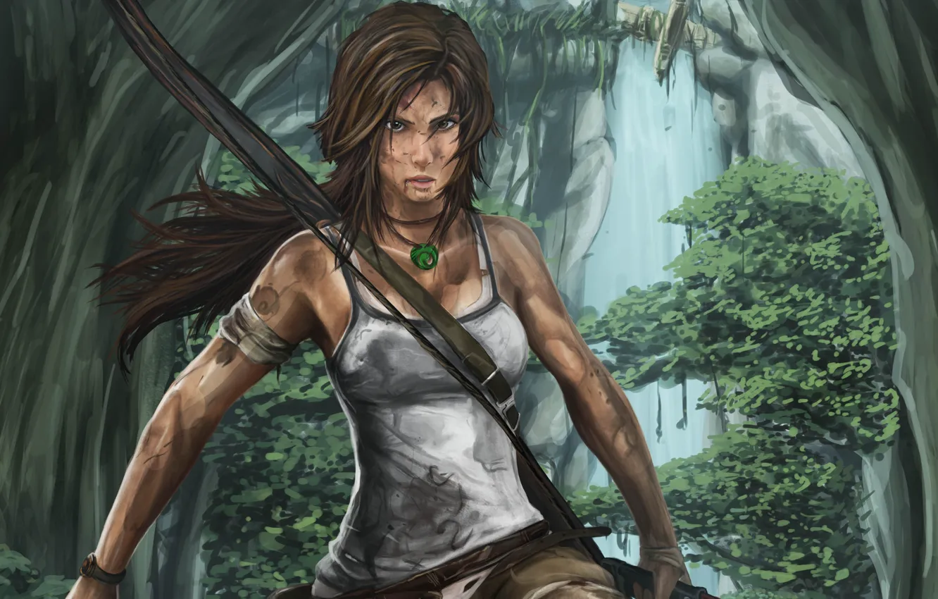Photo wallpaper girl, art, Tomb Raider, Lara Croft