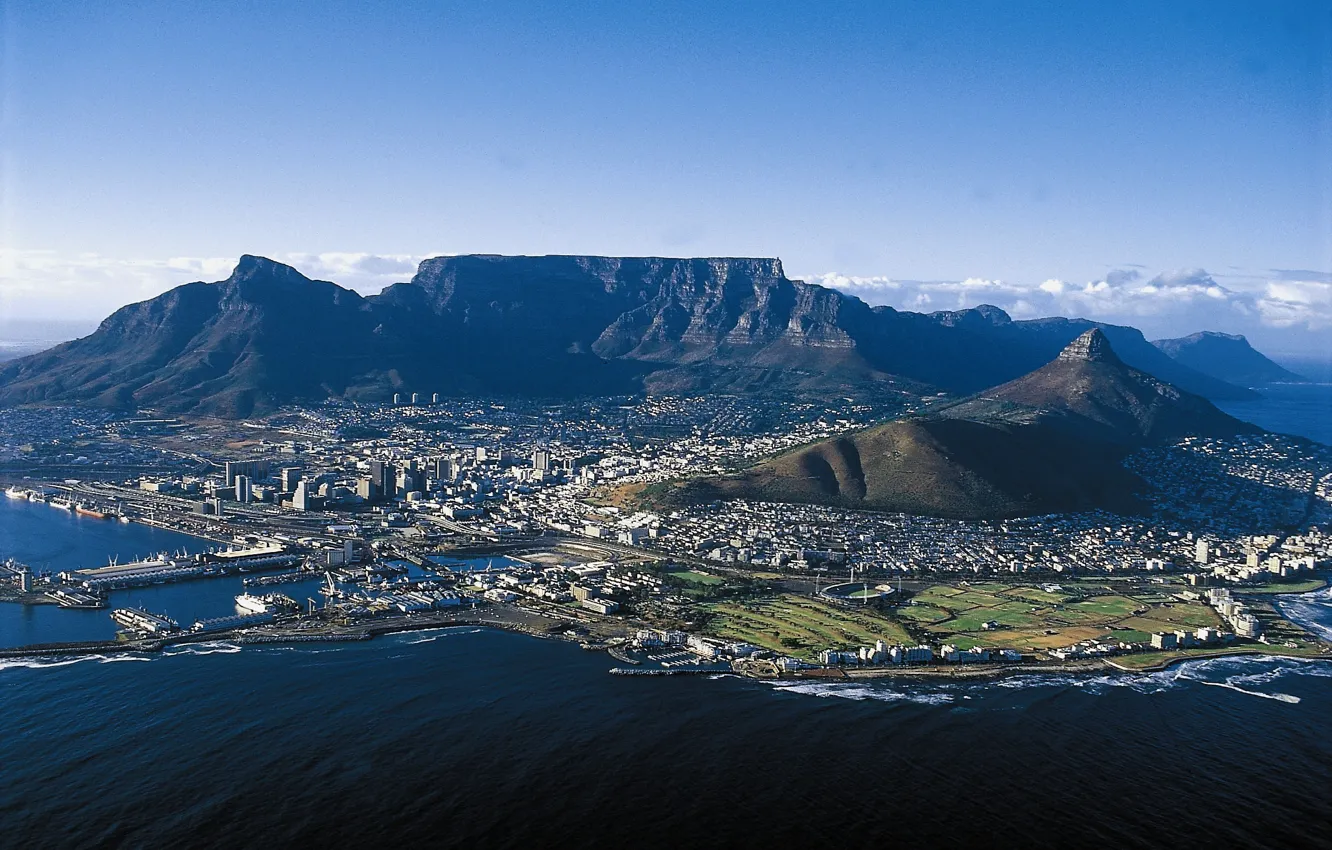 Photo wallpaper the city, panorama, South Africa, South Africa, Table Mountain