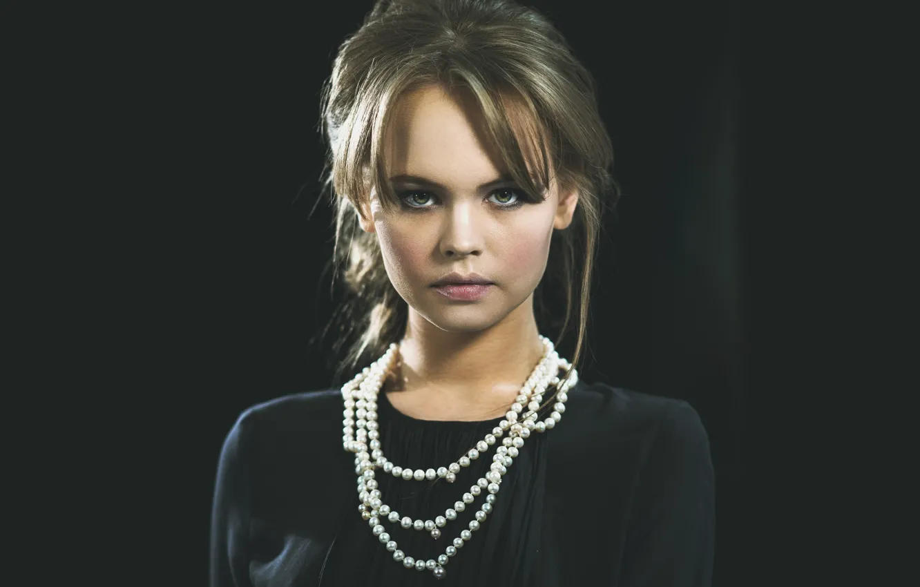 Photo wallpaper look, girl, sweetheart, model, portrait, beads, beautiful, Anastasia Shcheglova