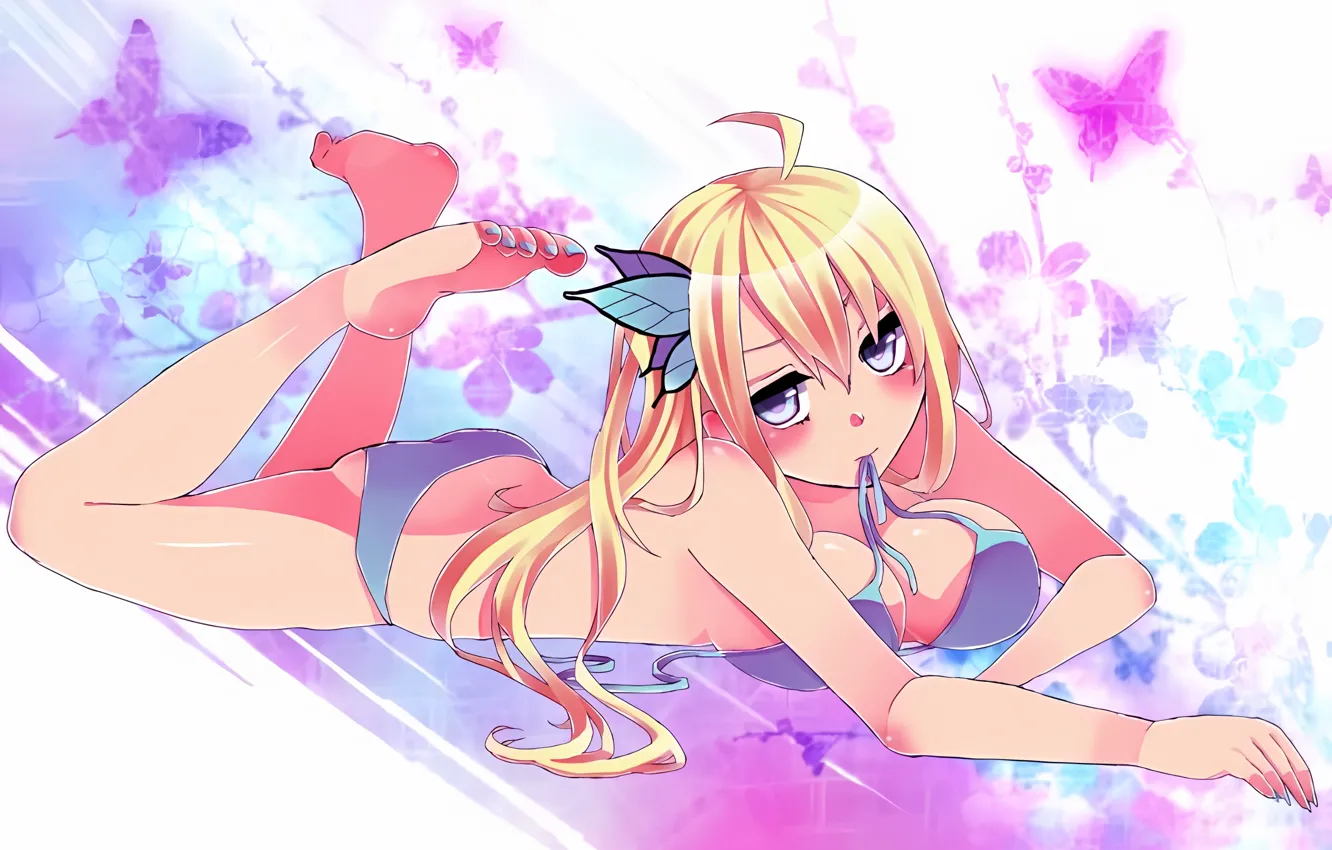 Photo wallpaper girl, sexy, cleavage, long hair, legs, boobs, anime, beautiful