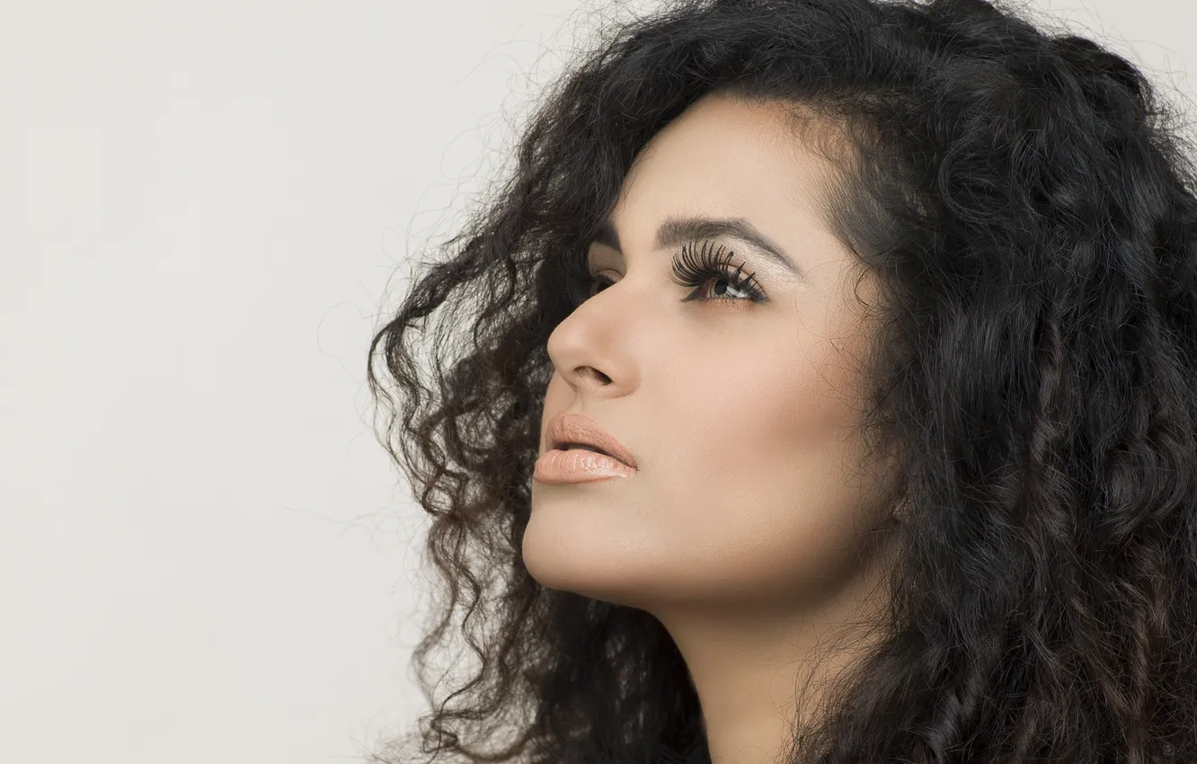 Photo wallpaper look, girl, face, background