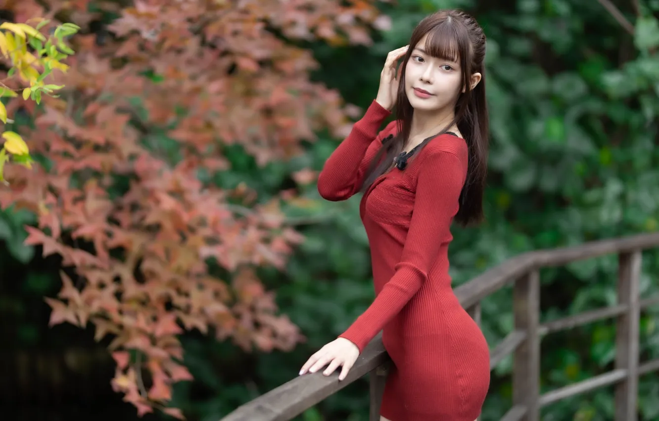 Photo wallpaper girl, pose, Asian