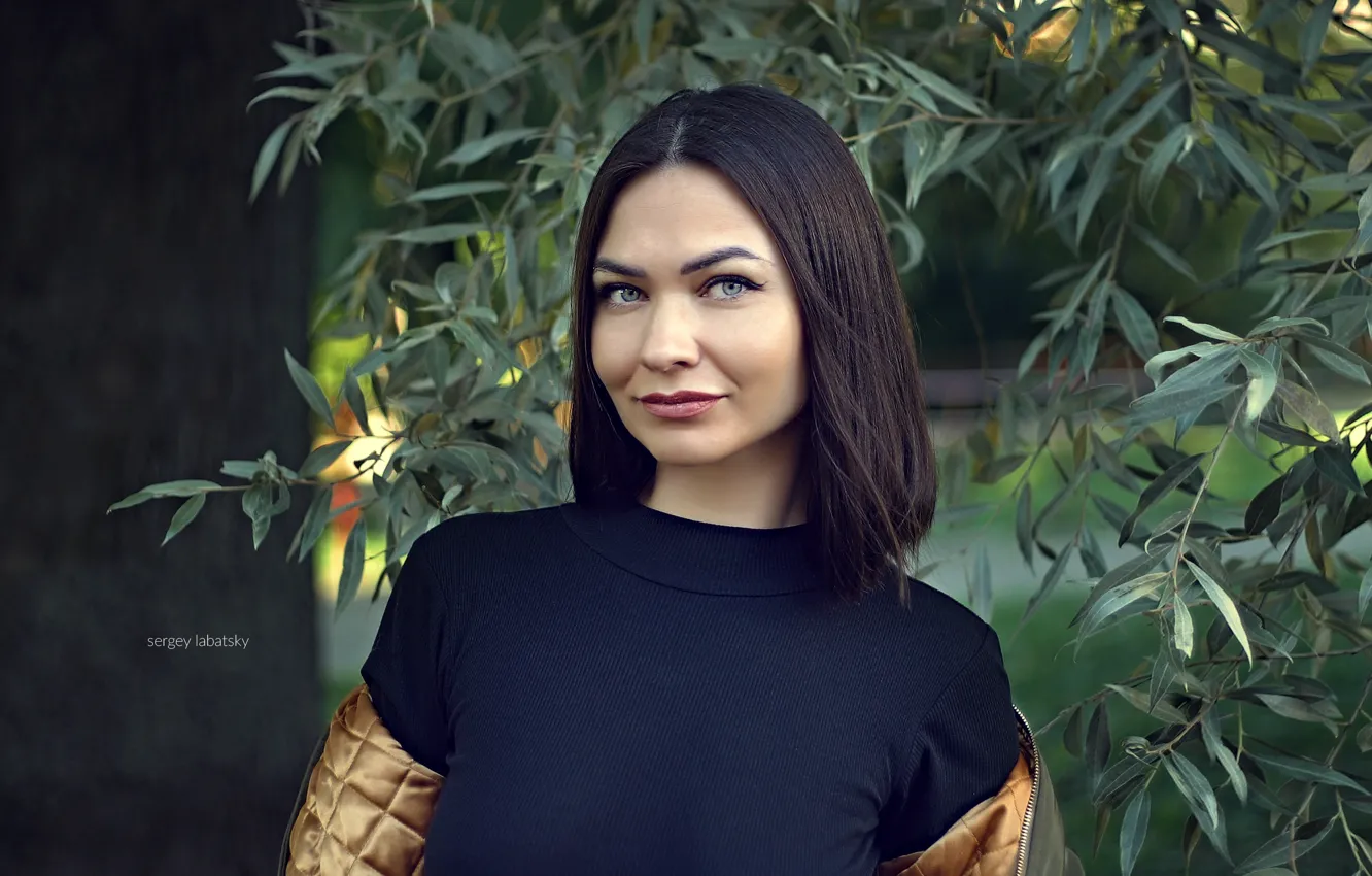 Photo wallpaper girl, smile, brunette, girl, beautiful, blue eyes, Anastasia, smile