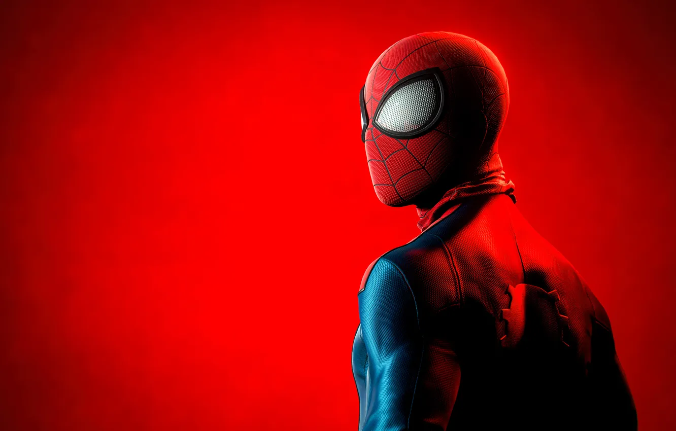 Photo wallpaper red, background, costume, superhero, comic, Spider-man, MARVEL, Spider-Man