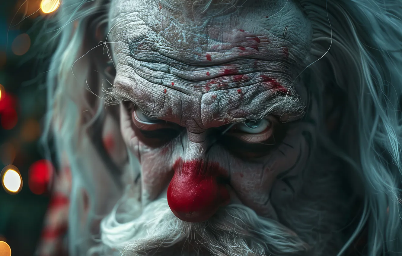 Photo wallpaper eyes, look, hair, new year, nose, Christmas, beard, Santa Claus