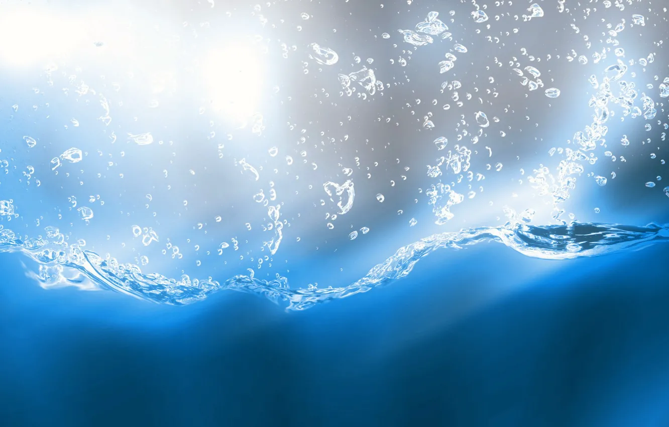 Photo wallpaper blue, bubbles, Water