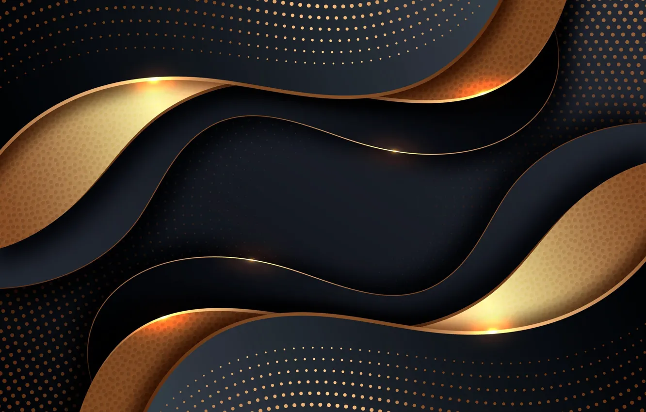Photo wallpaper abstraction, the dark background, vector, elements, black background, gold plated