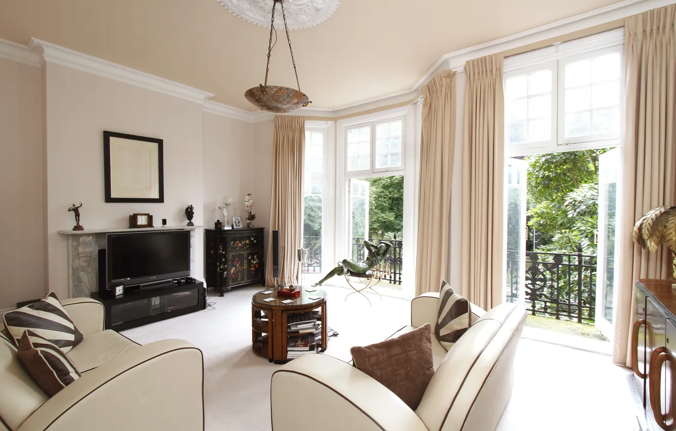Photo wallpaper design, house, style, Villa, interior, London, living room, Albert Bridge