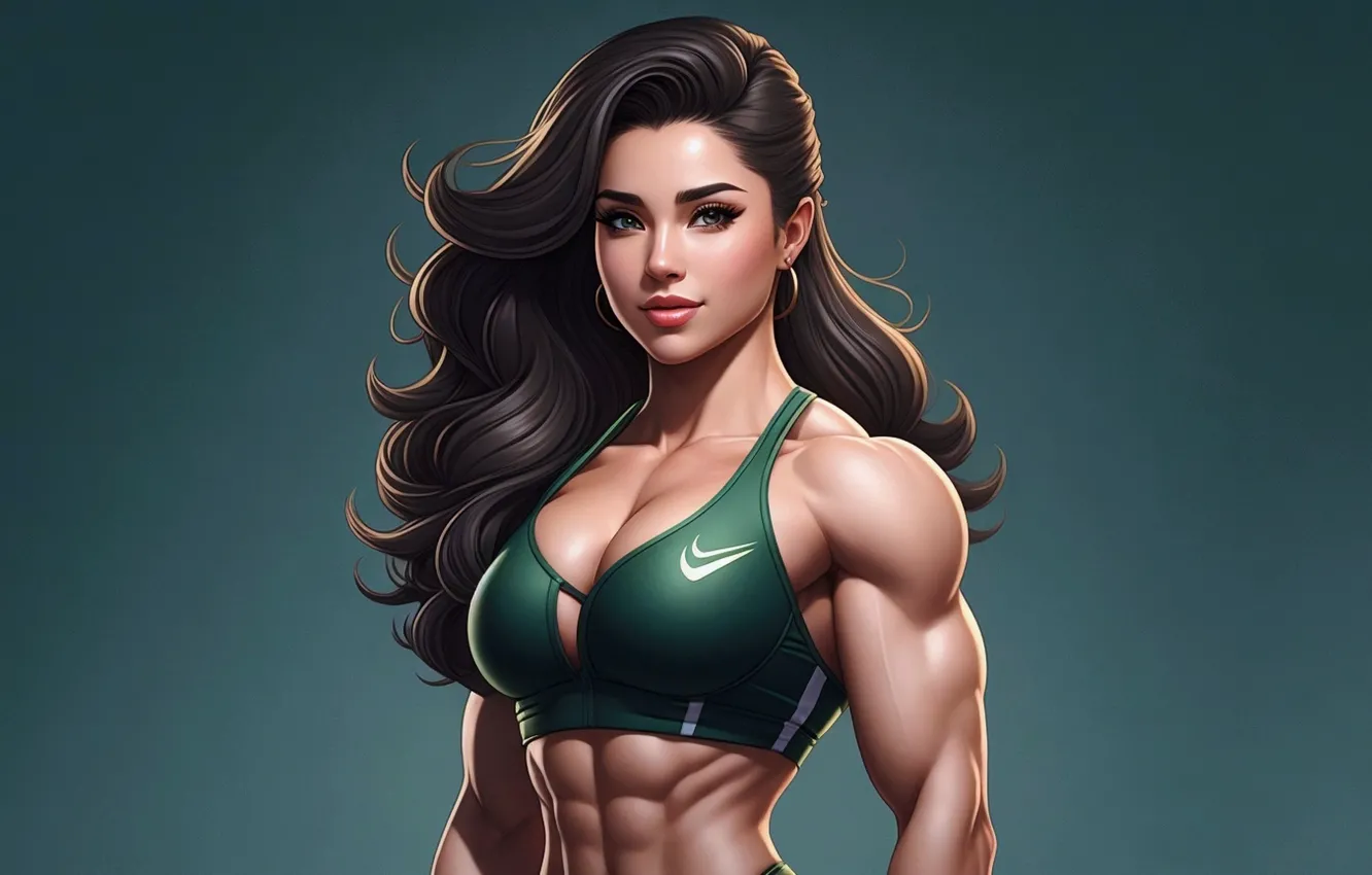 Photo wallpaper girl, Sport, bodybuilder