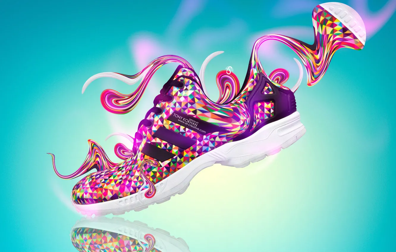Photo wallpaper bright colors, design, style, clothing, photoshop, shoes, Adidas, fantasy