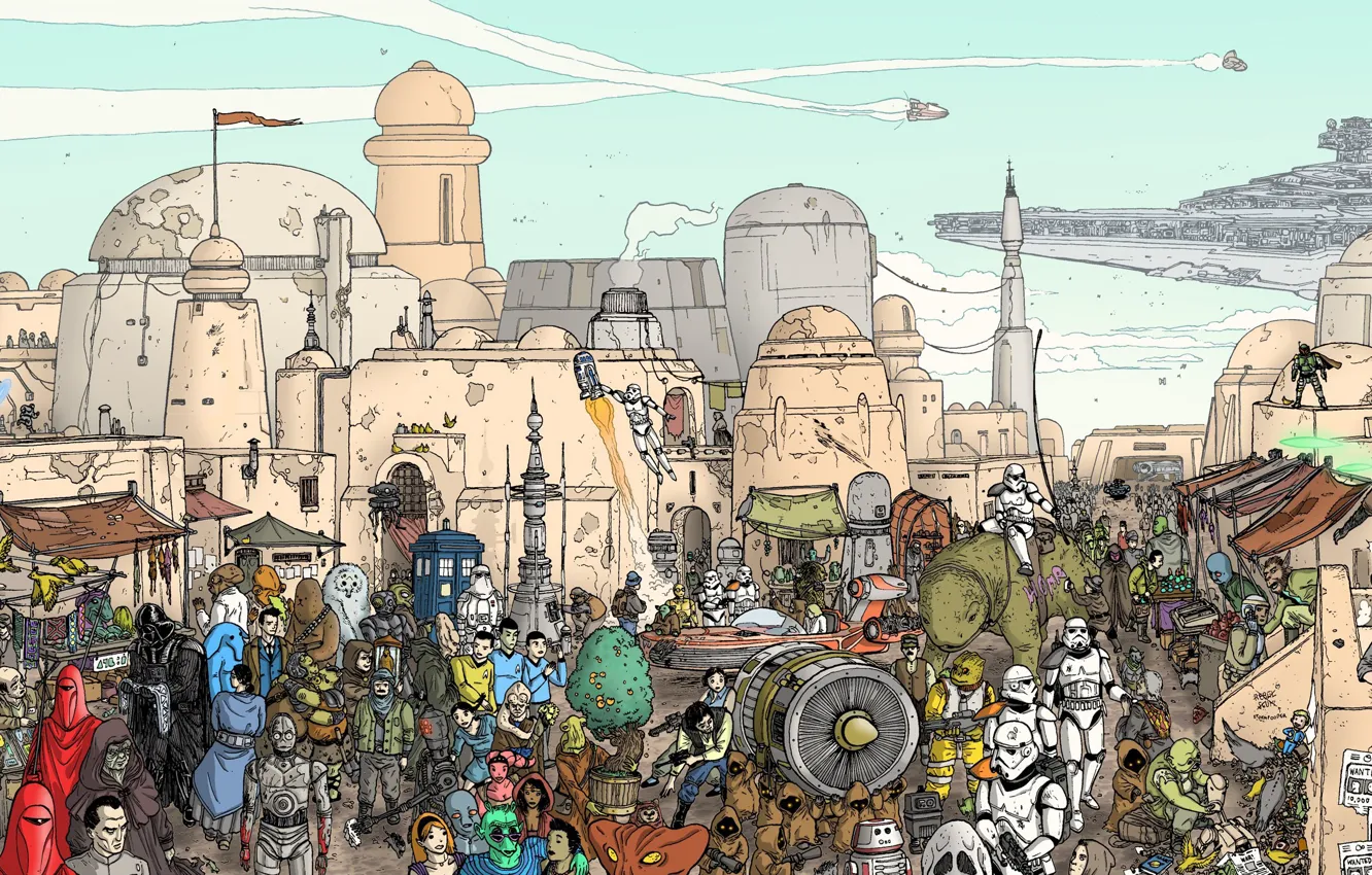 Photo wallpaper The city, Star Wars, Heroes, City, Fantasy, Art, Art, Fiction