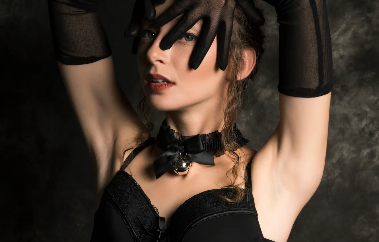 Photo wallpaper look, pose, background, model, portrait, hands, makeup, hairstyle