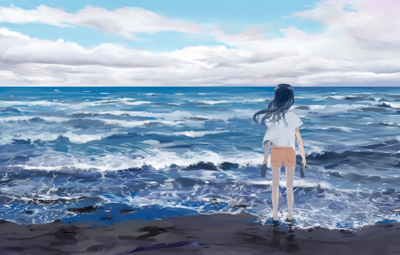 Photo wallpaper sea, the sky, girl, Atsushi2988