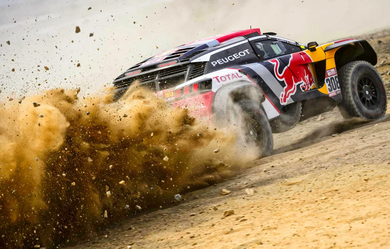 Photo wallpaper Sport, Machine, Speed, Race, Peugeot, Red Bull, 308, Rally