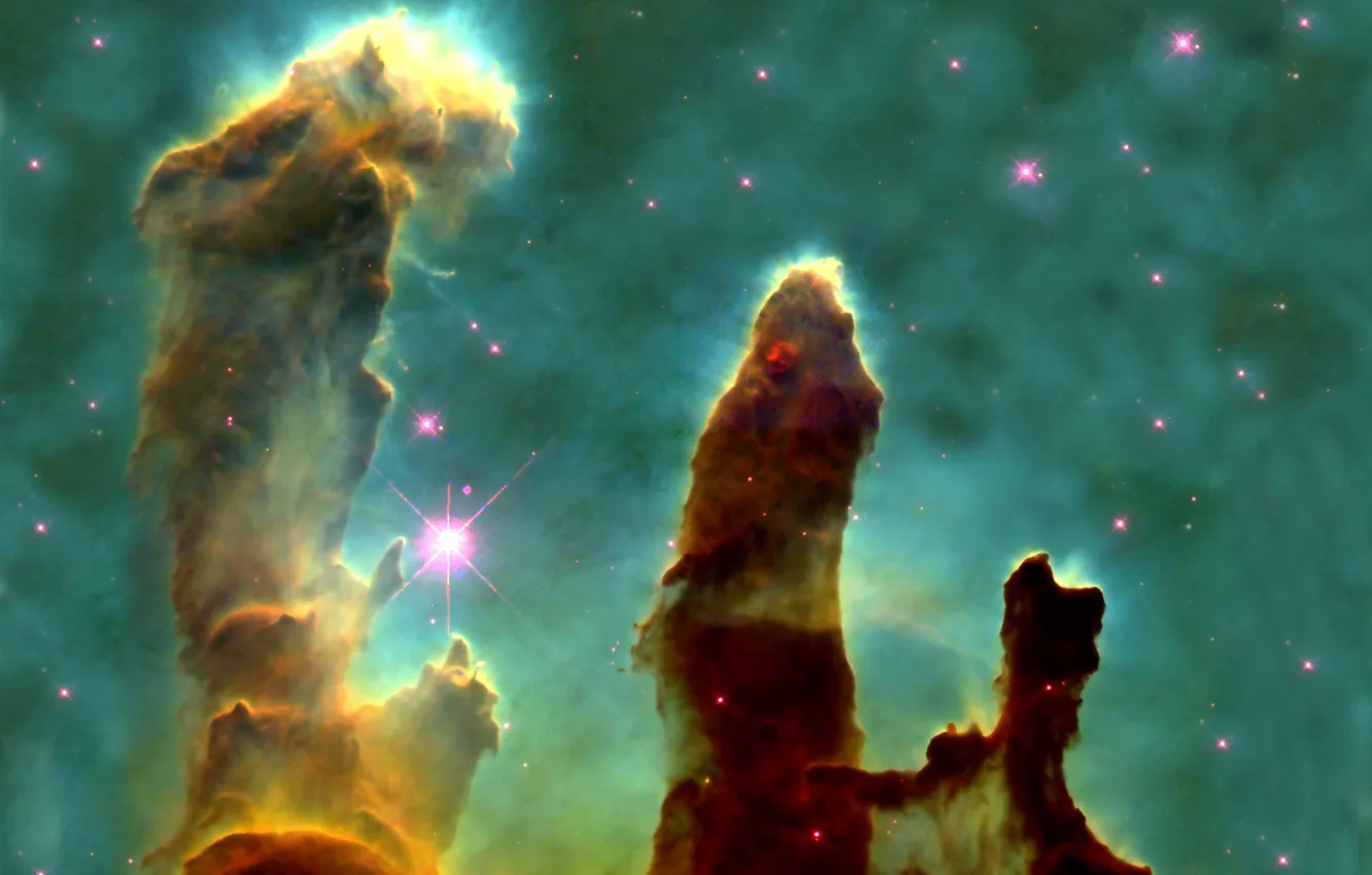 Photo wallpaper stars, gas cloud, the eagle nebula, the pillars of creation