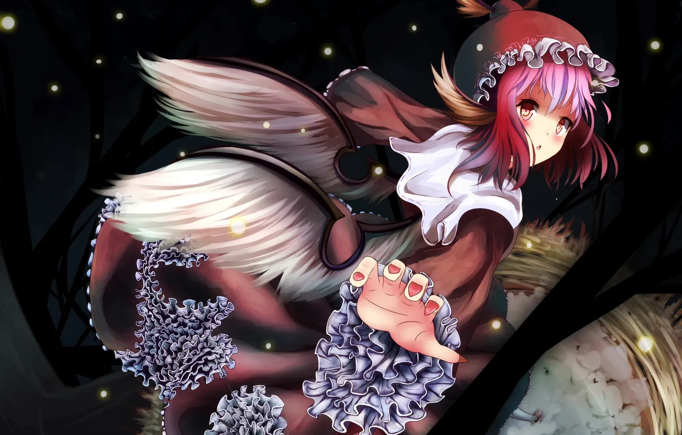 Photo wallpaper look, girl, magic, wings, surprise, touhou, art, hinauri
