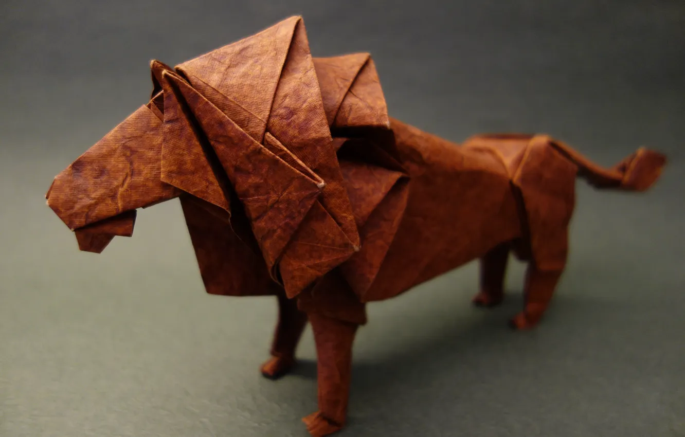Photo wallpaper paper, predator, Leo, origami