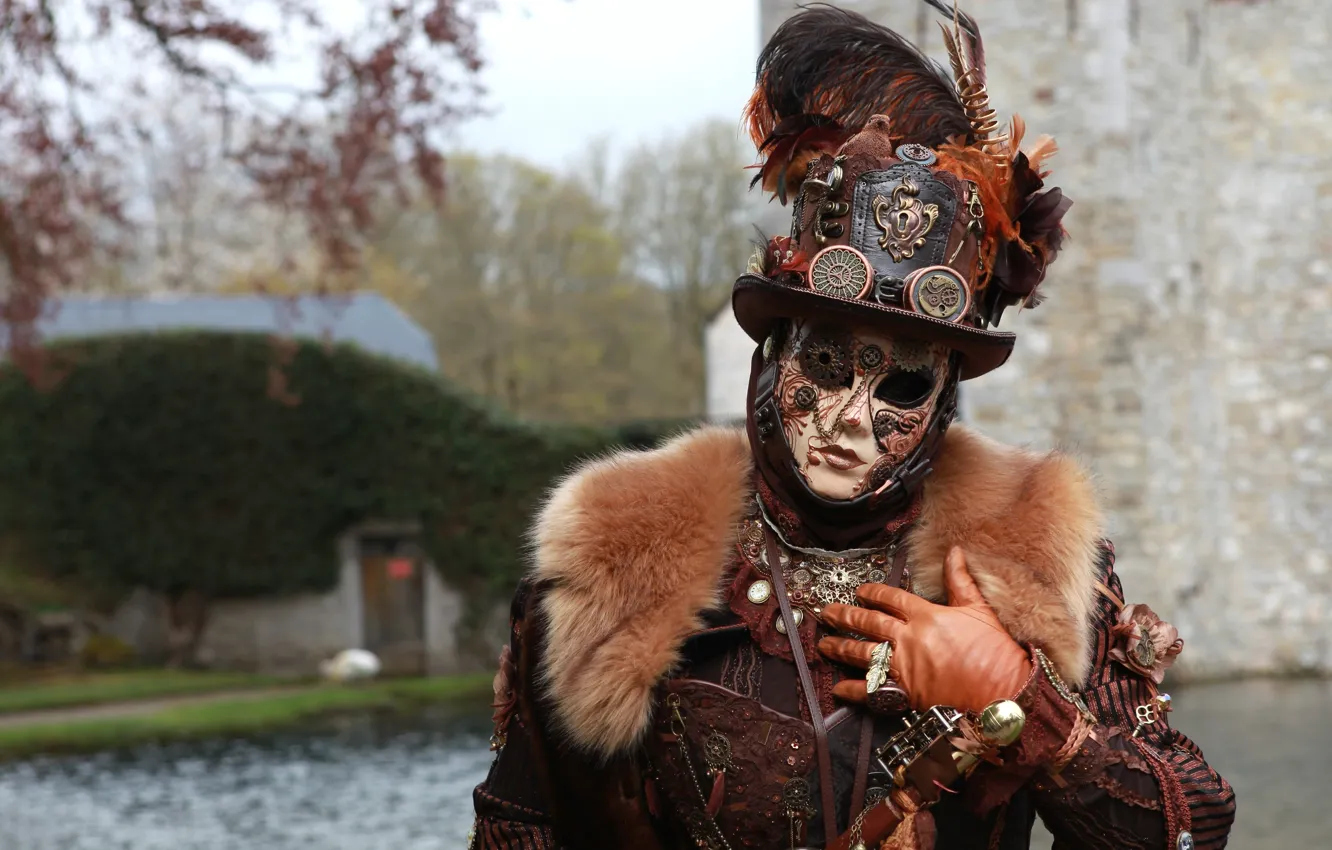 Photo wallpaper watch, mechanism, mask, costume, carnival