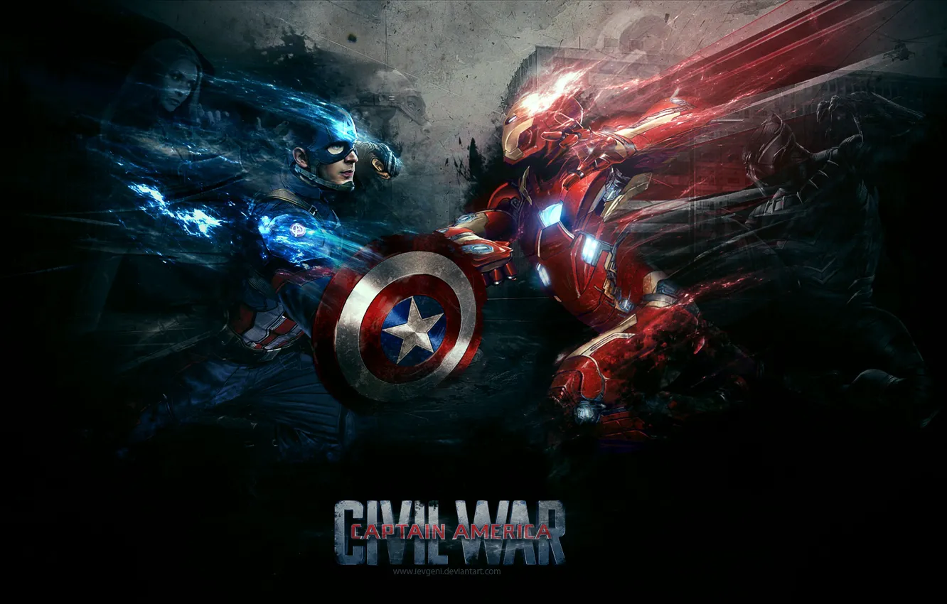 Photo wallpaper Iron Man, Falcon, Captain America, Scarlet Witch, War Machine, Black Panther, Captain America:Civil War