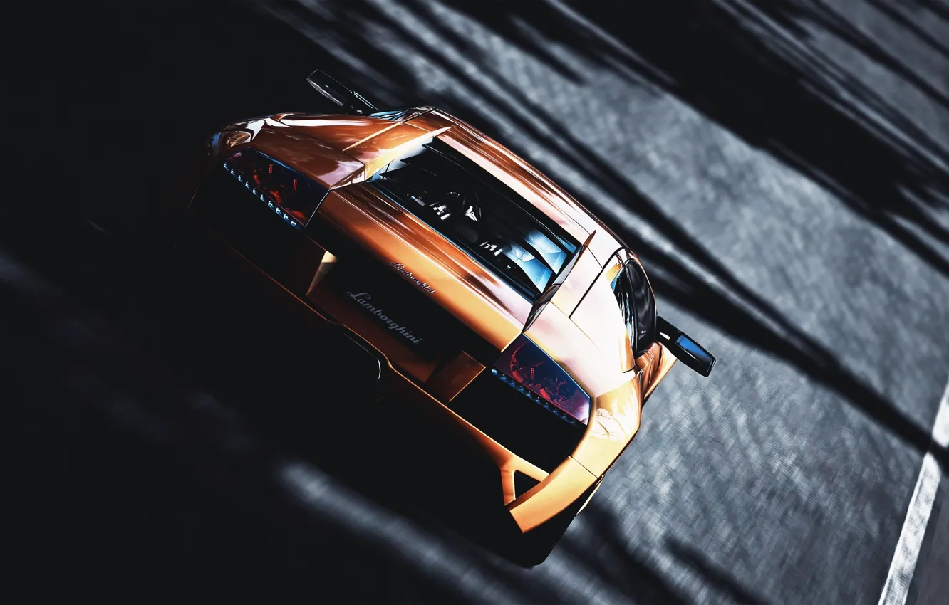 Photo wallpaper Lamborghini, cars, orange, track, races