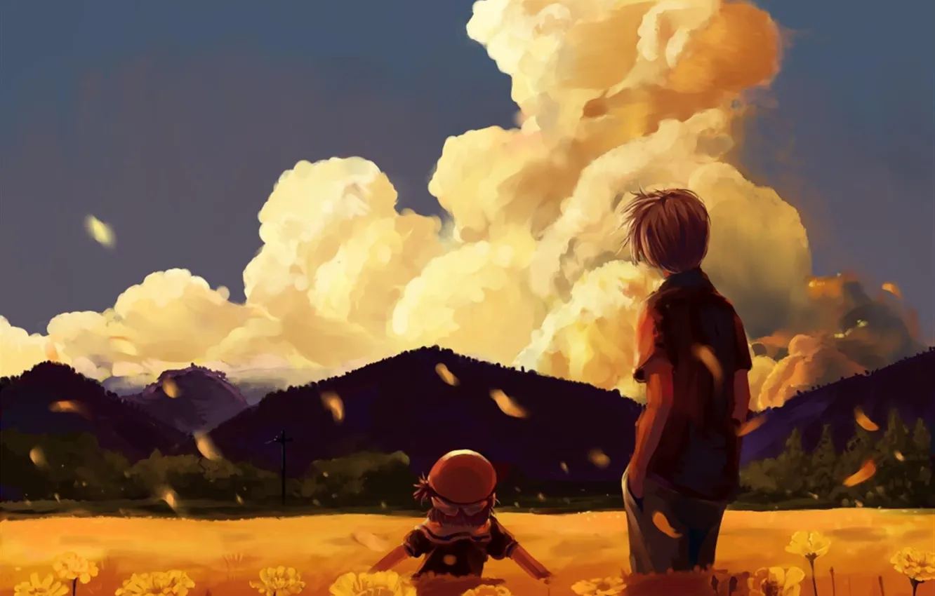 Photo wallpaper girl, children, family, guy, clannad, anime, art, Nagisa Furukawa