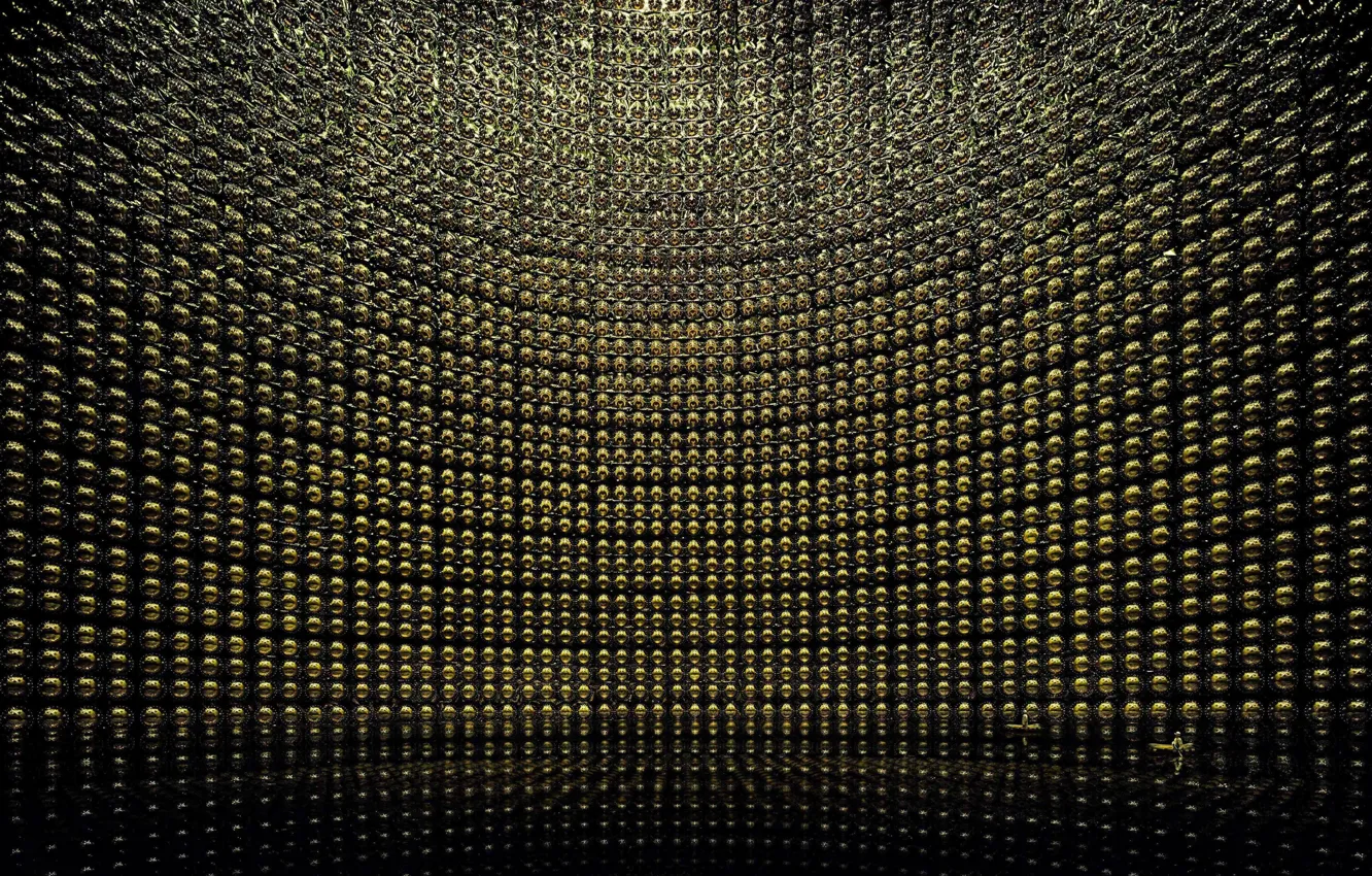 Photo wallpaper water, reflection, scientists, photomultipliers, Kamiokande, neutrino detector