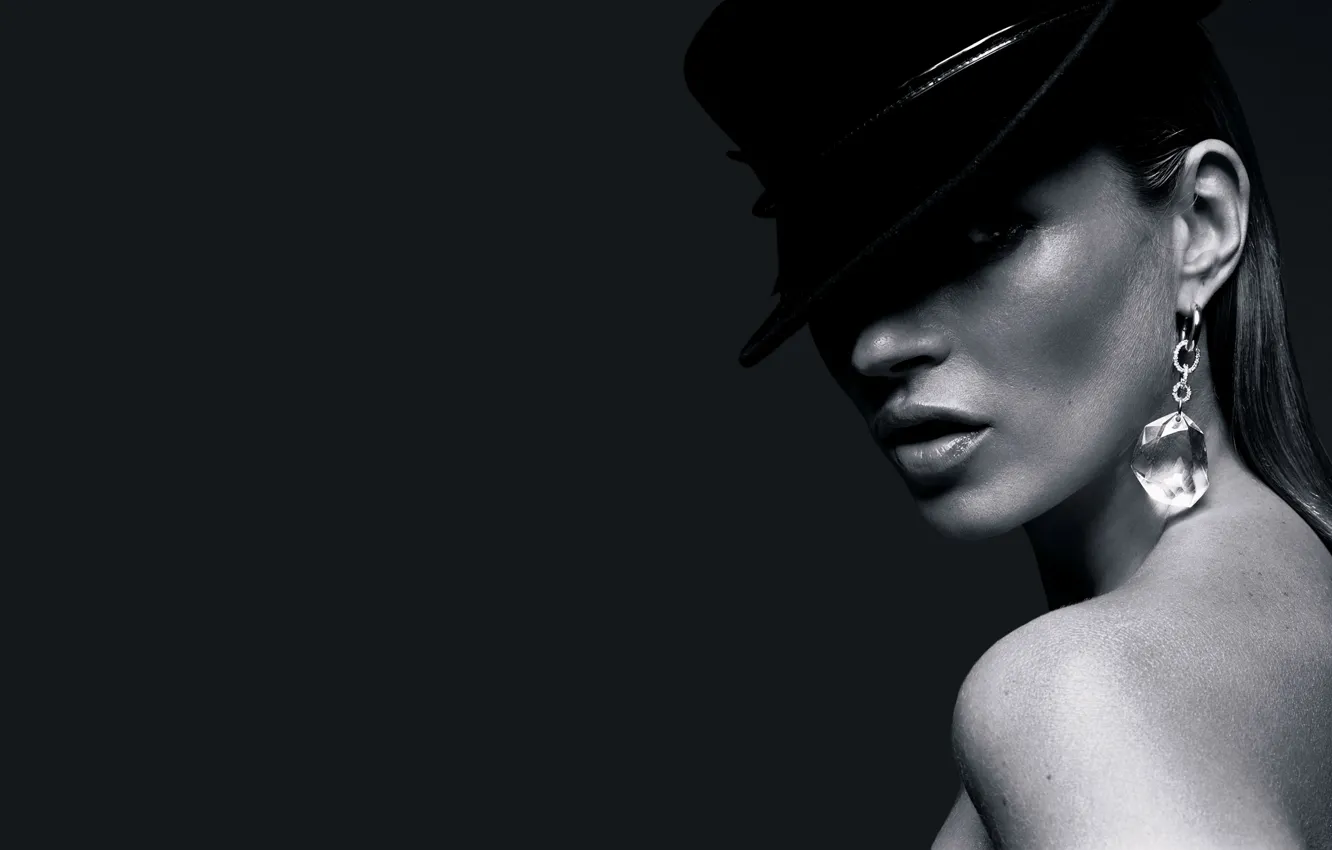 Photo wallpaper hat, Kate Moss, sweat, moss, Kate, bare shoulder, sheen, Rankin