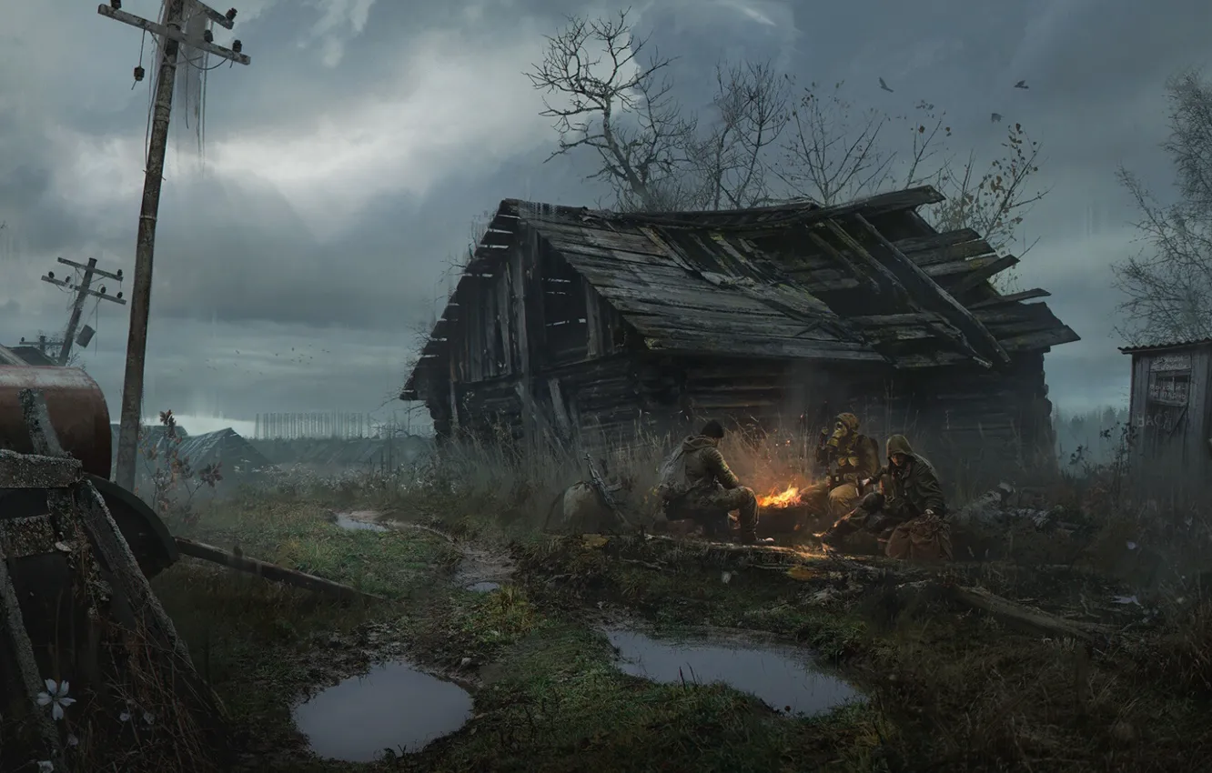 Photo wallpaper home, village, Stalker, postapokalipsis, halt, Sergey Zabelin