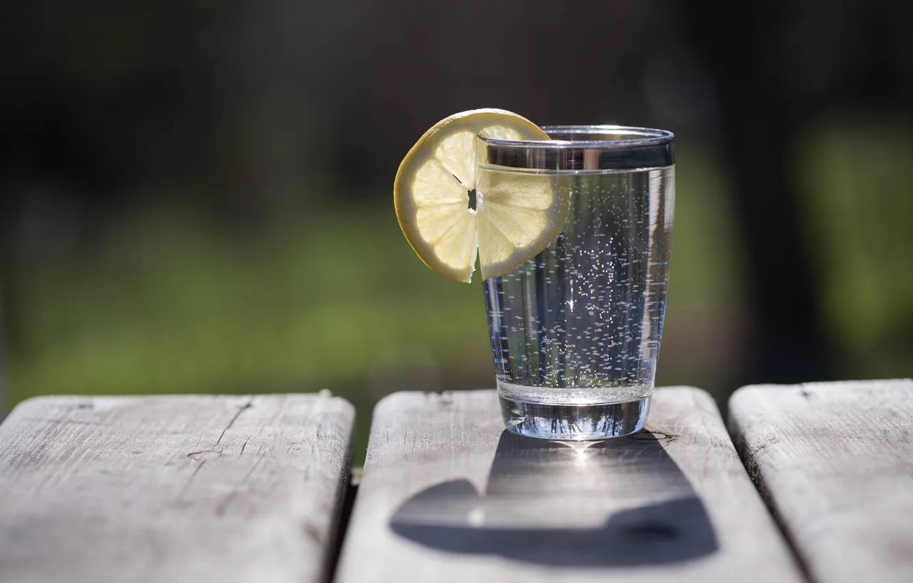 Photo wallpaper water, glass, lemon