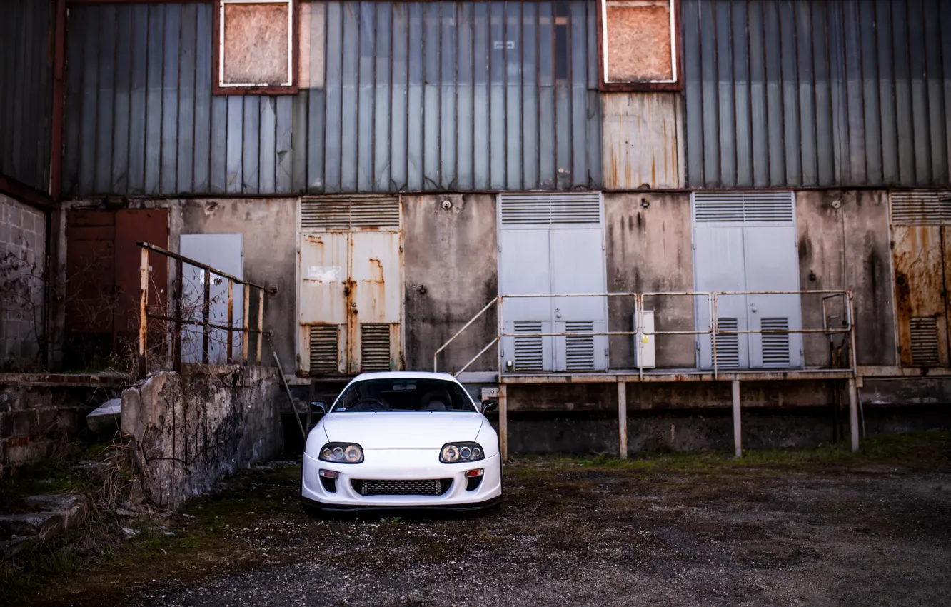 Photo wallpaper White, Supra, Front view, Toyoya