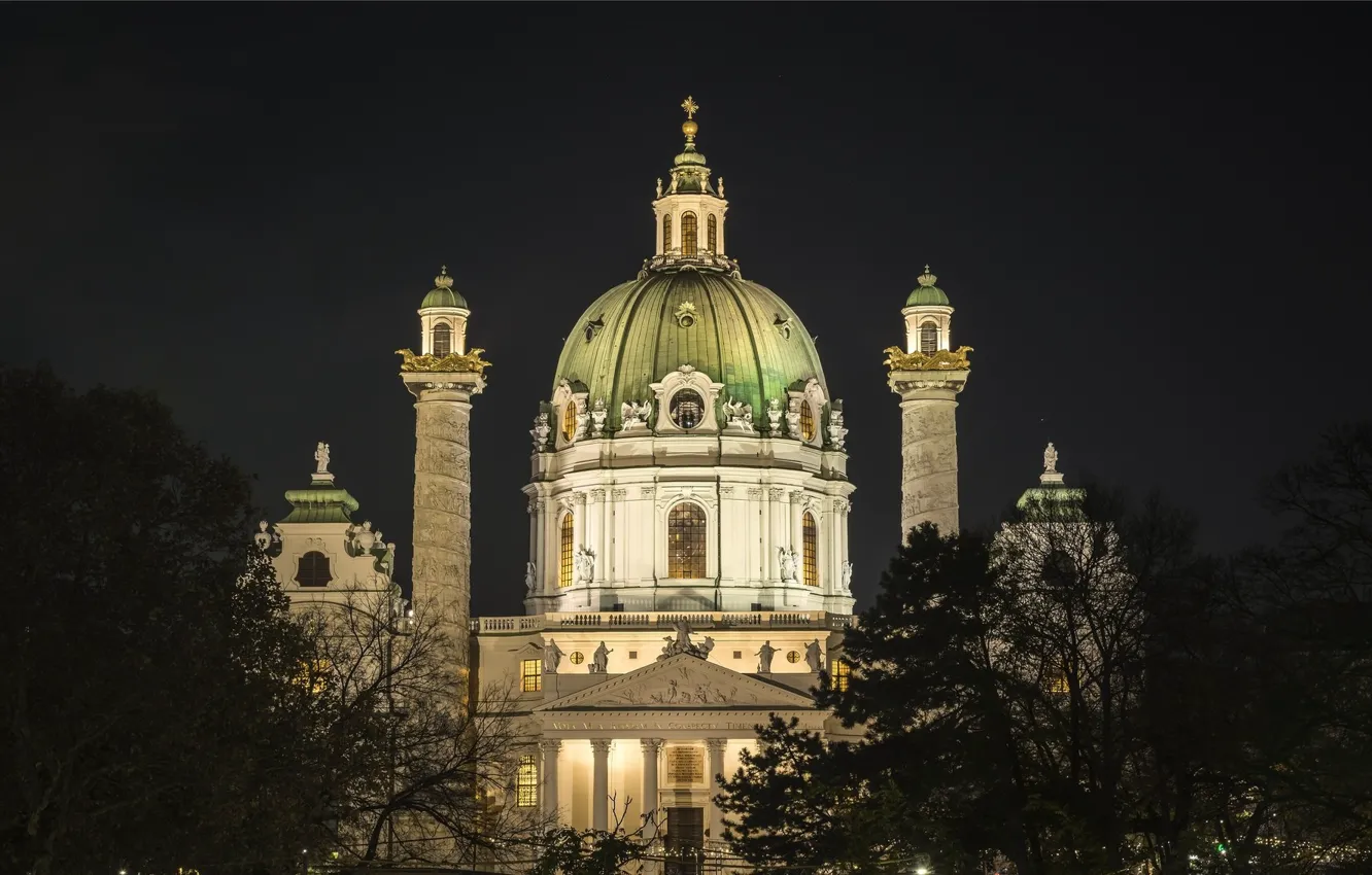 Photo wallpaper night, Vienna, Vienna Austria
