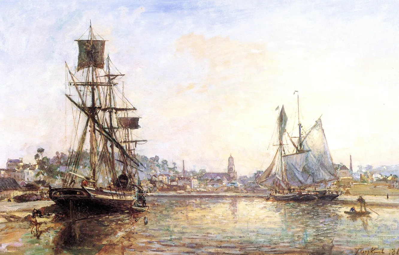 Photo wallpaper painting, picture, painting, The Honfleur Port