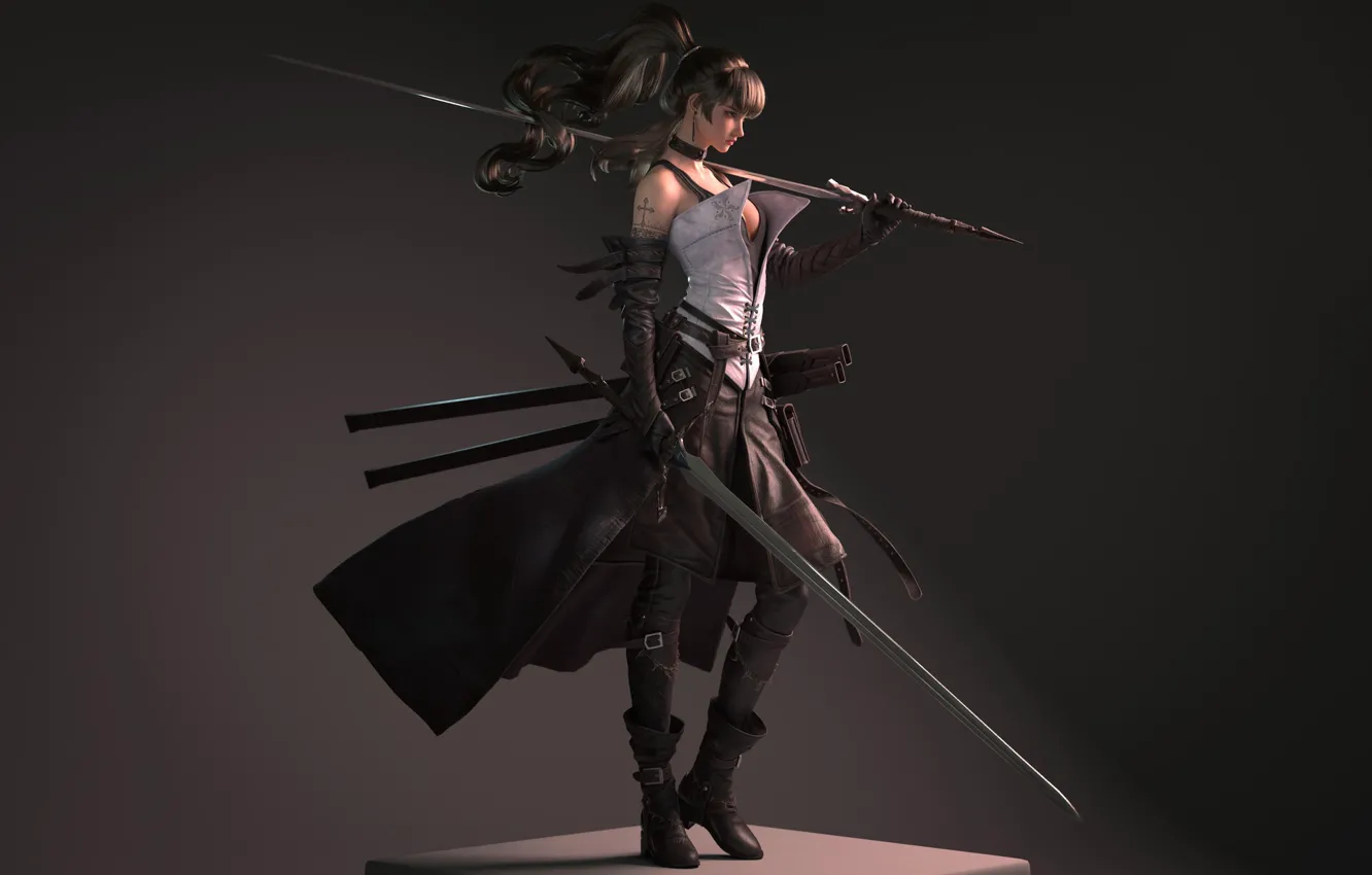 Photo wallpaper pose, armor, warrior, spear