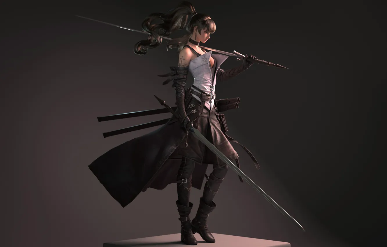 Photo wallpaper pose, armor, spear, warrior