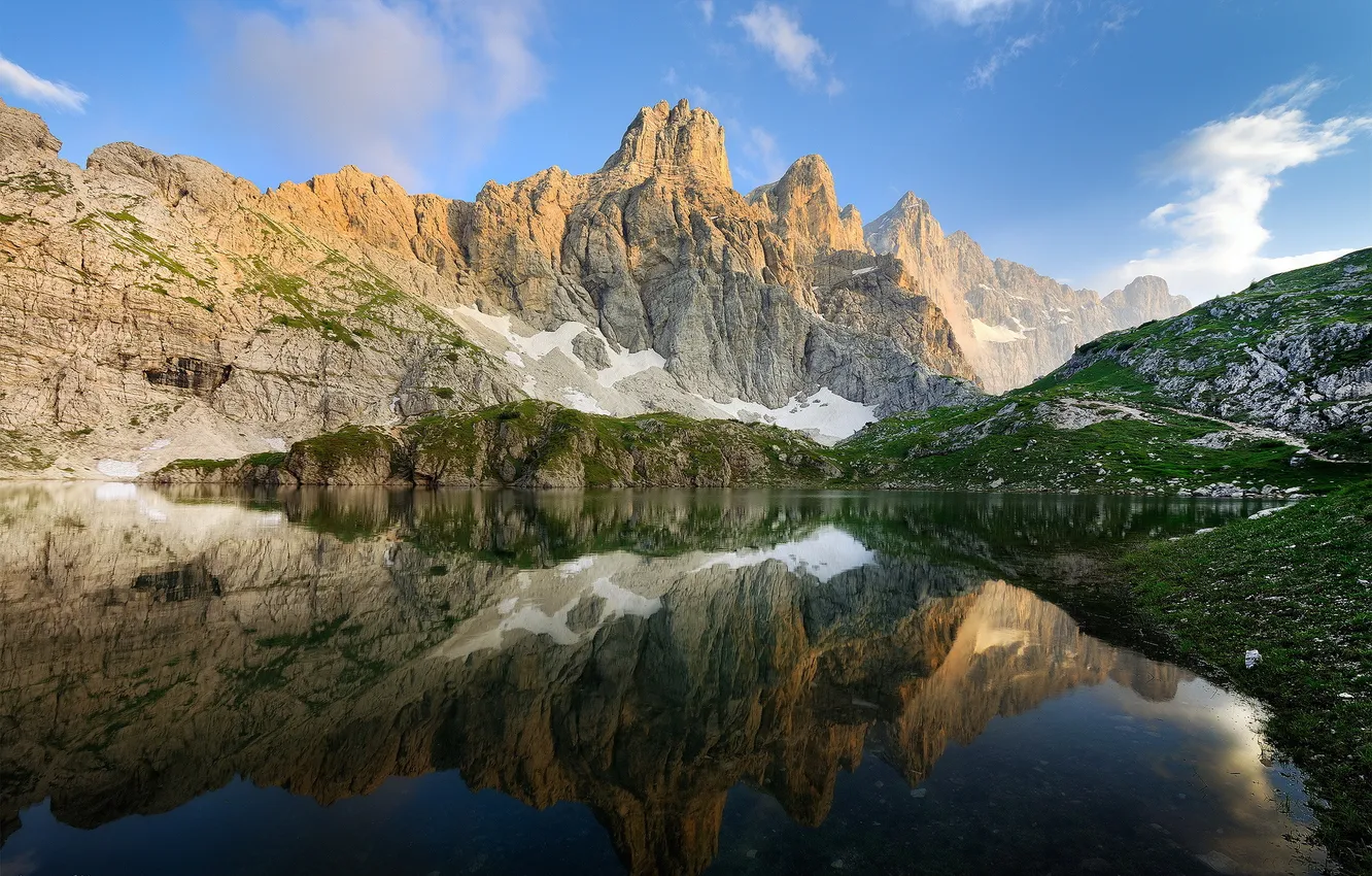 Photo wallpaper mountains, lake, reflection