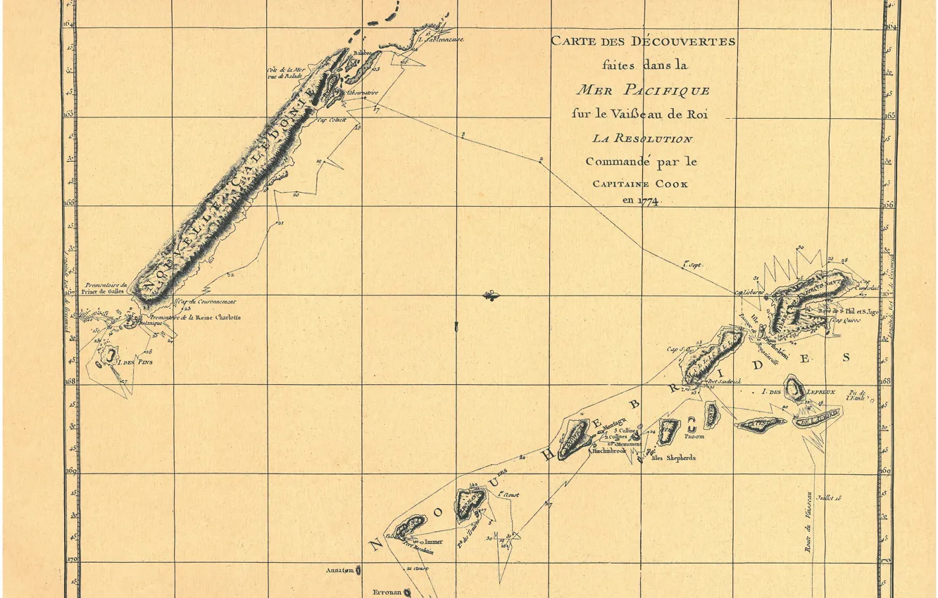Photo wallpaper Vanuatu, engraving, New Hebrides, Pacific Islands