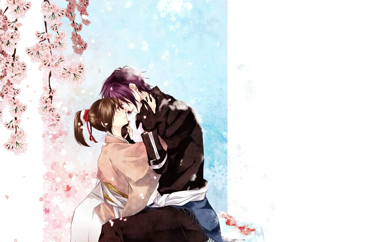 Photo wallpaper romance, anime, art, two, Hakuouki, Demons Sakura