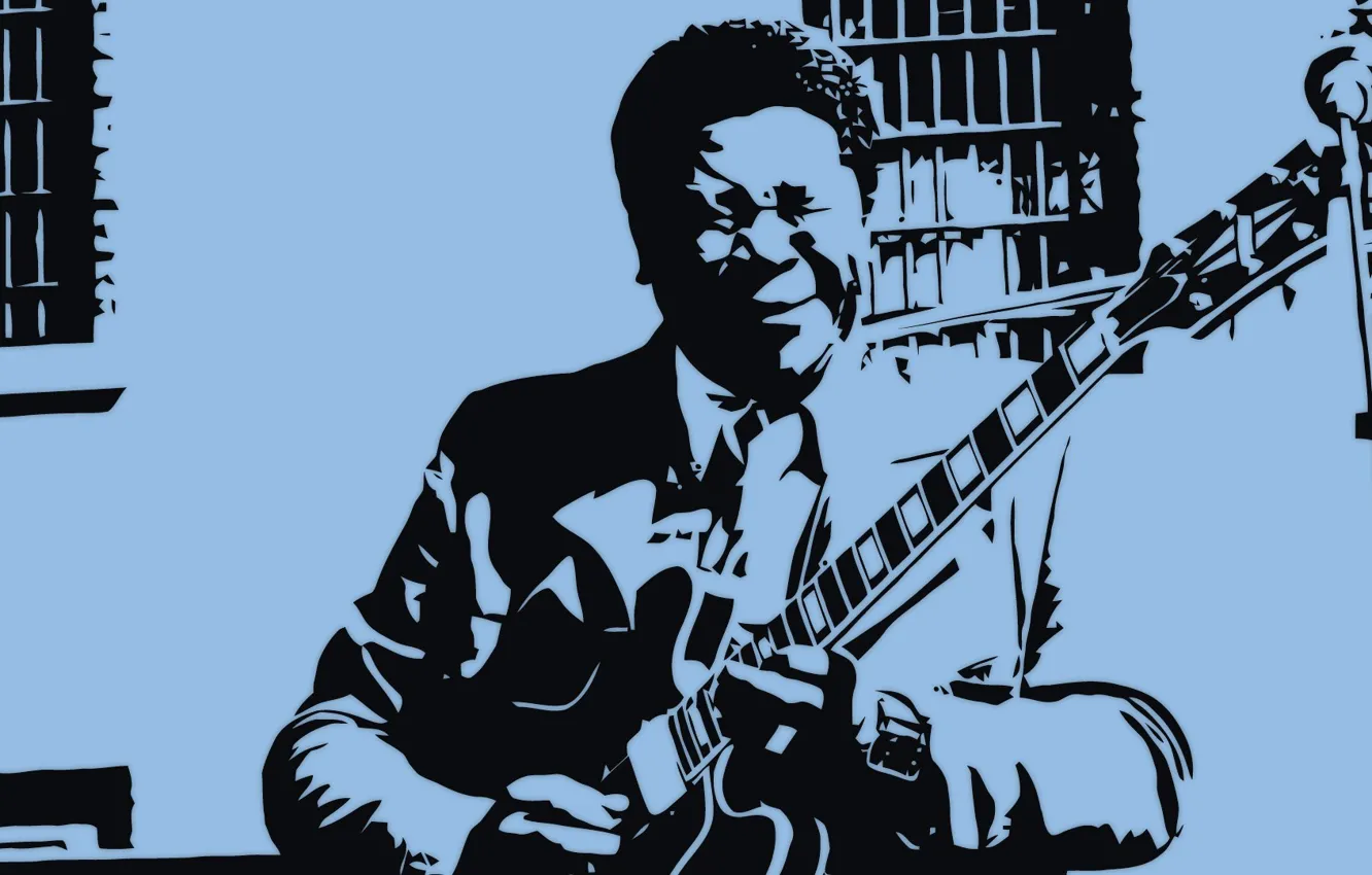 Photo wallpaper guitar, Blues, art, B.B.King