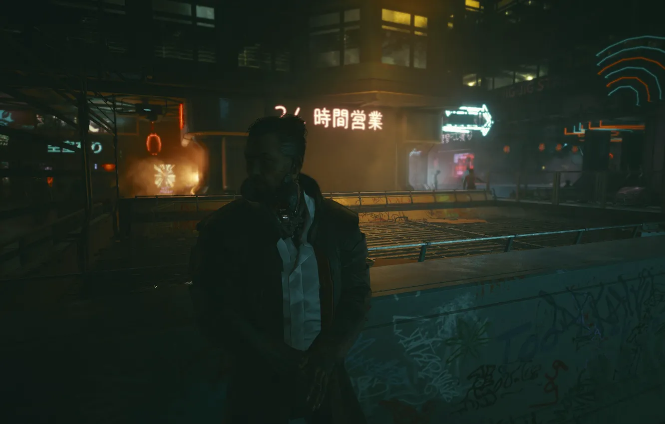 Photo wallpaper cyberpunk, samurai, night city, Cybepunk 2077, Arasaka, Night City, Saburo Arasaka, Saburo