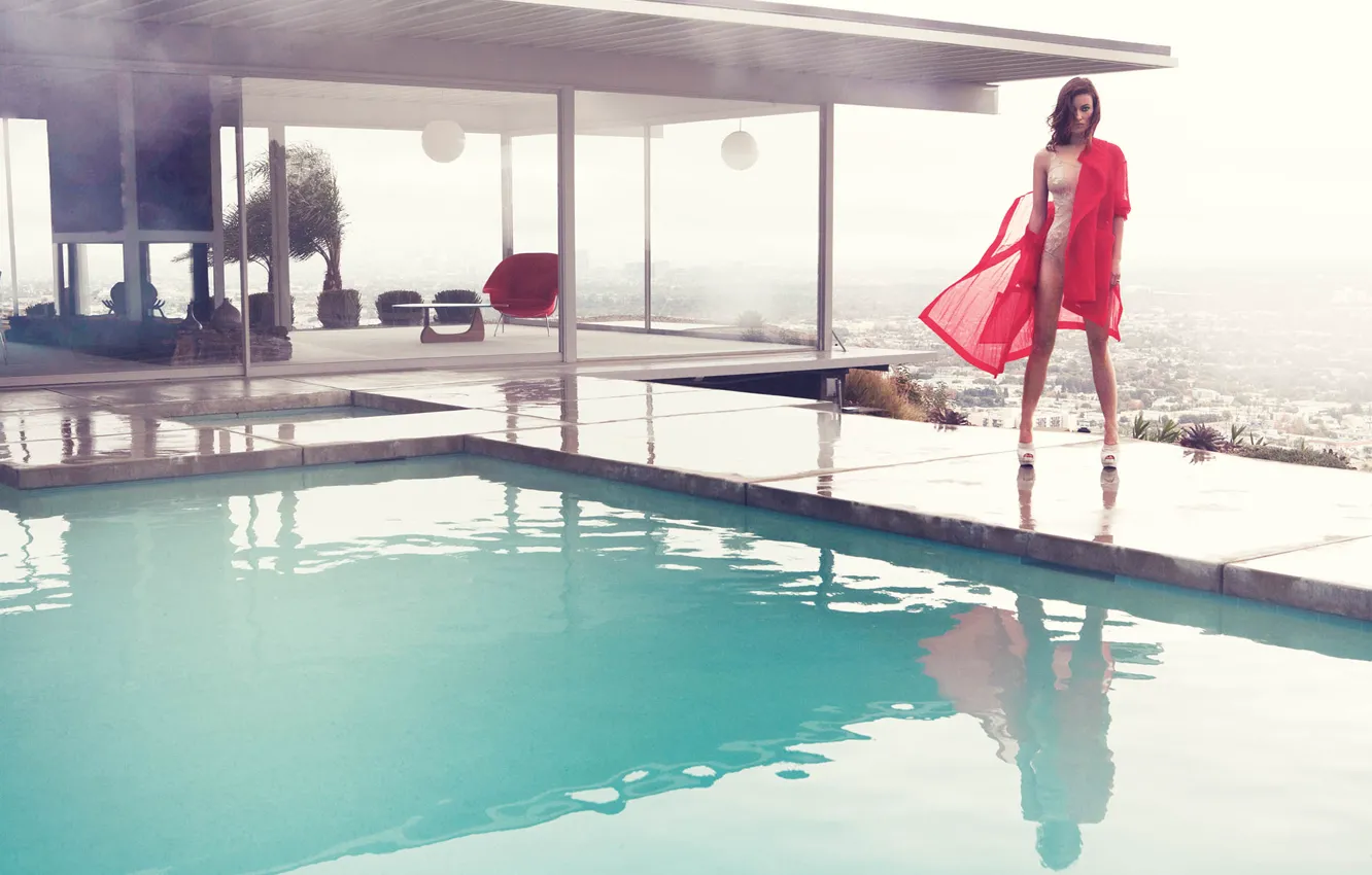 Photo wallpaper swimsuit, girl, pool, actress, Olivia Wilde