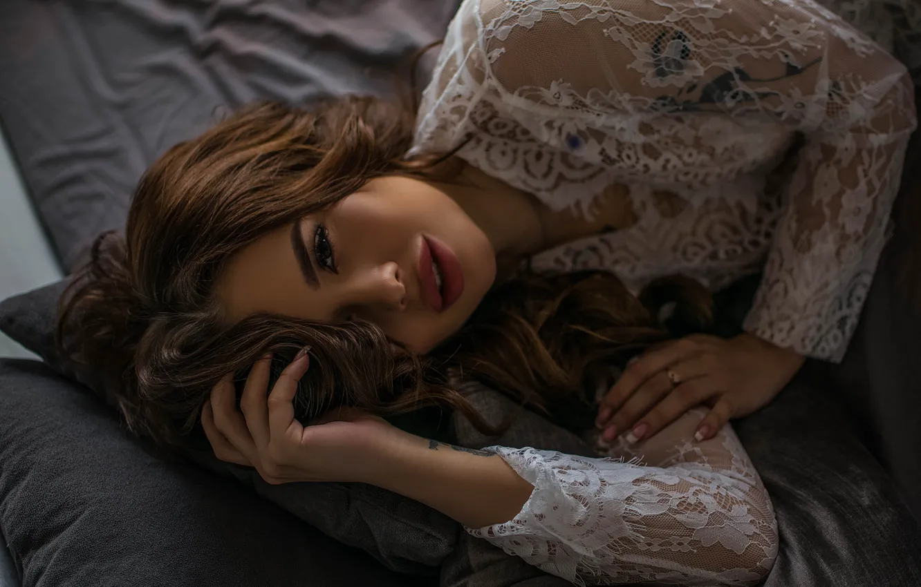 Photo wallpaper look, girl, hands, lace, Juliana, Pauline Klimovich