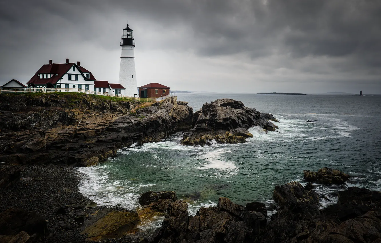 Photo wallpaper coast, lighthouse, England, England, Cape Portland - bill, Portland Bill, English Channel, the English channel