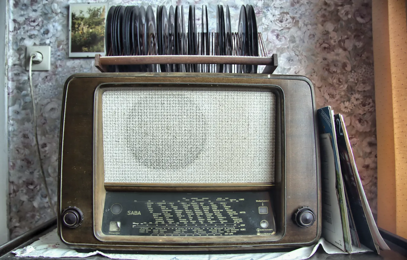 Photo wallpaper radio, vinyl, receiver